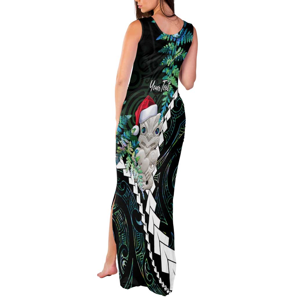 New Zealand Personalised Tank Maxi Dress Meri Kirihimete Kowhaiwhai Mix Paua Shell - Emerald