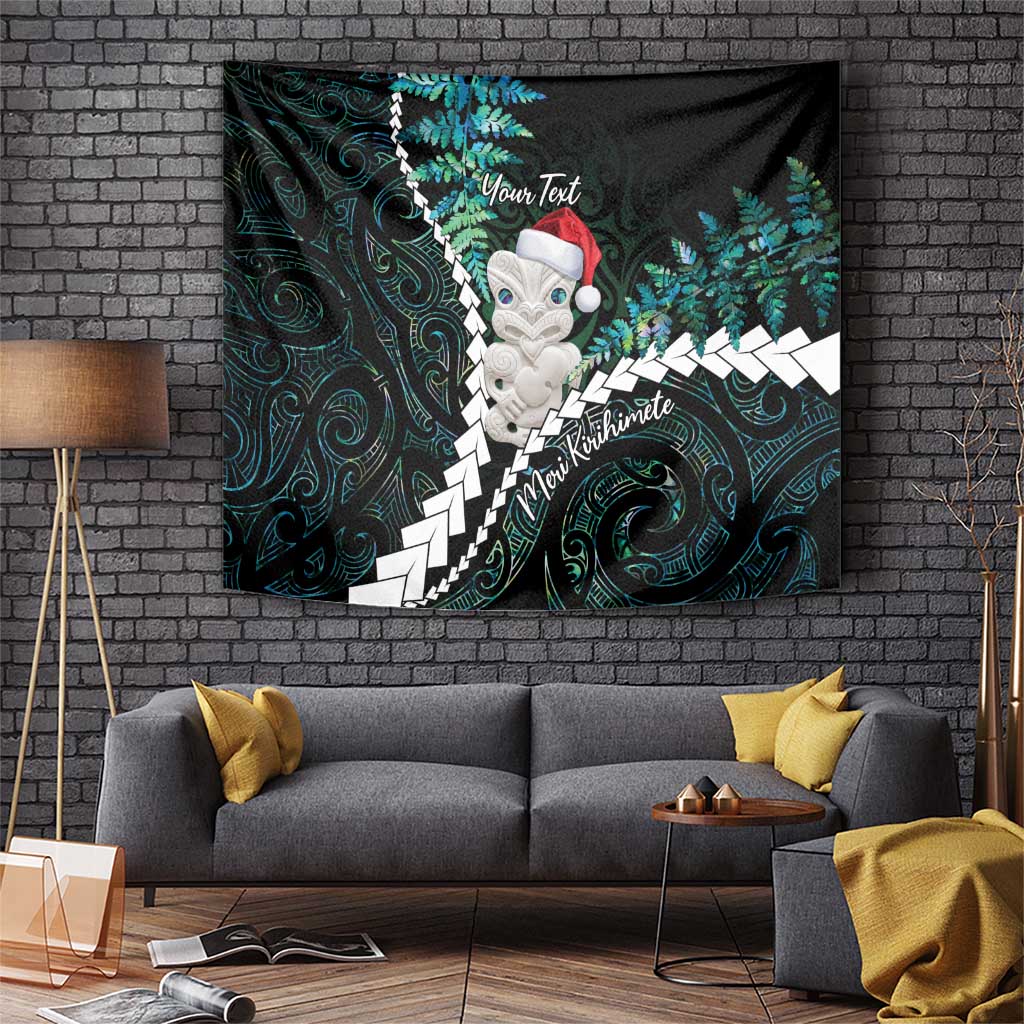 New Zealand Personalised Tapestry Meri Kirihimete Kowhaiwhai Mix Paua Shell - Emerald LT7 Green - Polynesian Pride