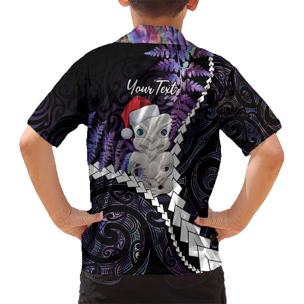 New Zealand Personalised Hawaiian Shirt Meri Kirihimete Kowhaiwhai Mix Paua Shell - Amethys