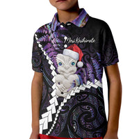 New Zealand Personalised Kid Polo Shirt Meri Kirihimete Kowhaiwhai Mix Paua Shell - Amethys