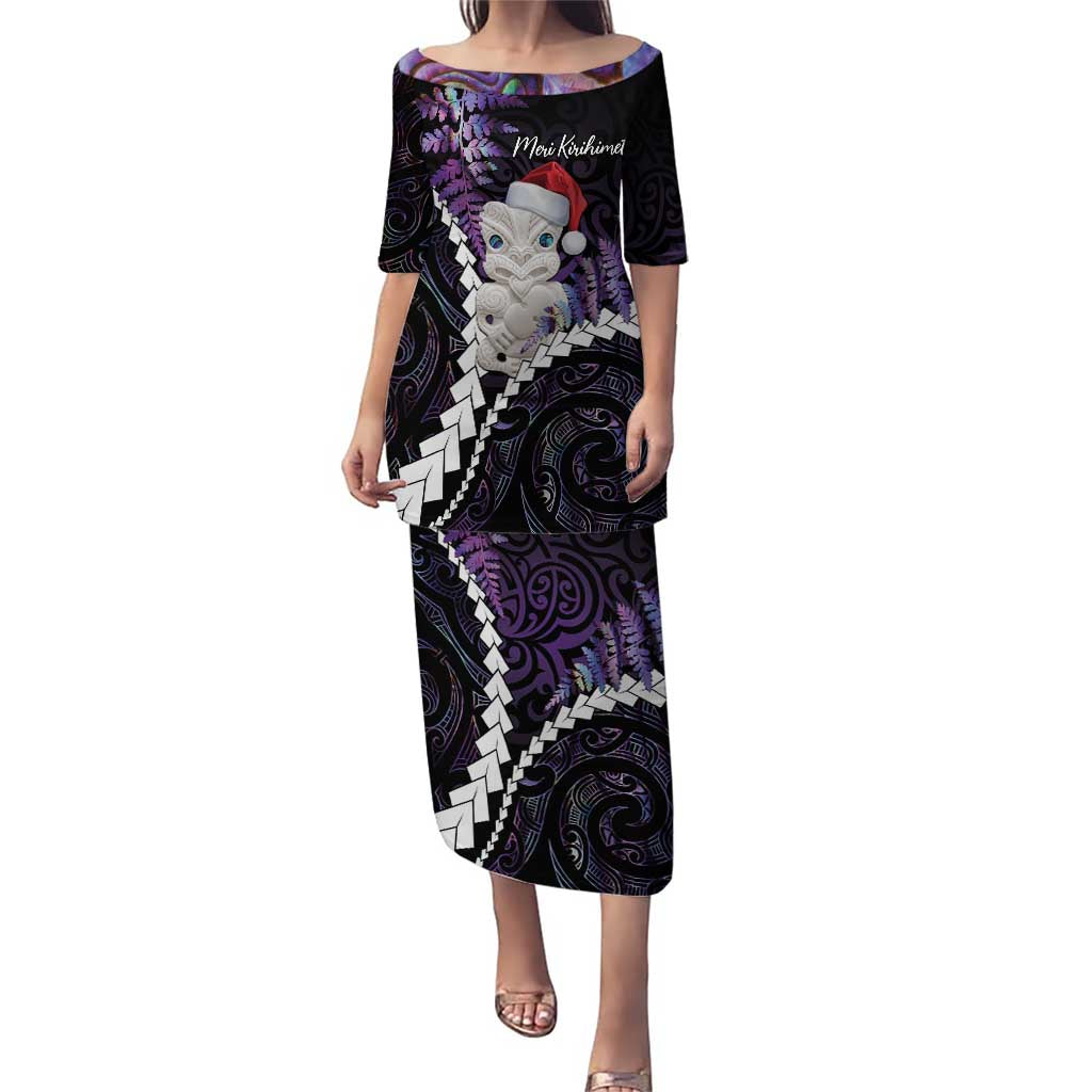 New Zealand Personalised Puletasi Meri Kirihimete Kowhaiwhai Mix Paua Shell - Amethys