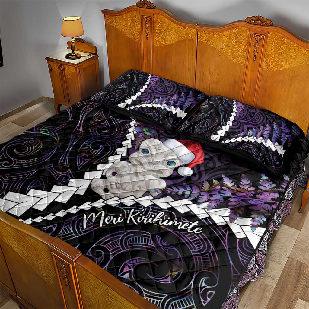 New Zealand Personalised Quilt Bed Set Meri Kirihimete Kowhaiwhai Mix Paua Shell - Amethys
