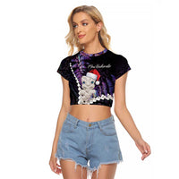 New Zealand Personalised Raglan Cropped T Shirt Meri Kirihimete Kowhaiwhai Mix Paua Shell - Amethys