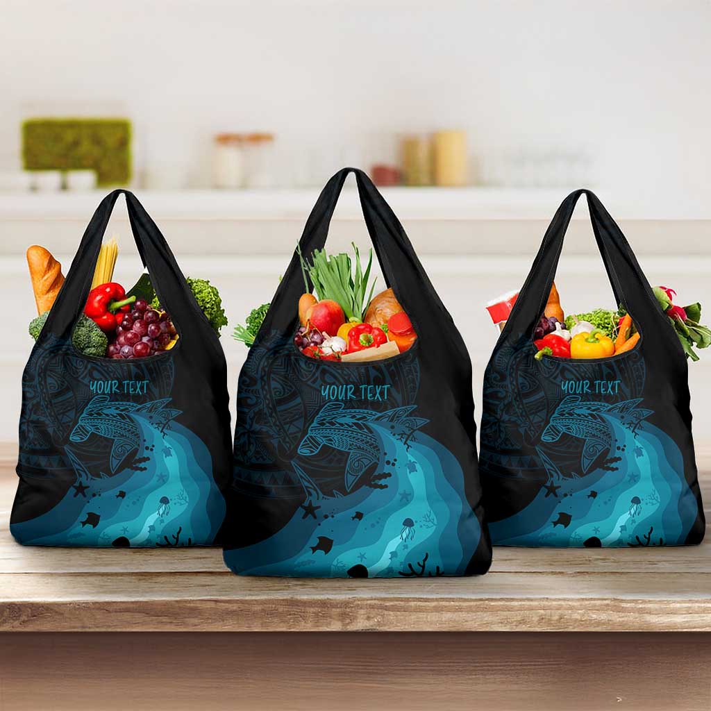 Polynesian Shark Grocery Bag Under The Waves