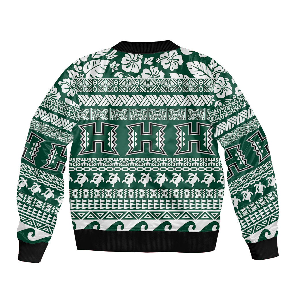 Hawaii Rainbow Warriors Christmas Bomber Jacket Kakau Motifs LT7 - Polynesian Pride