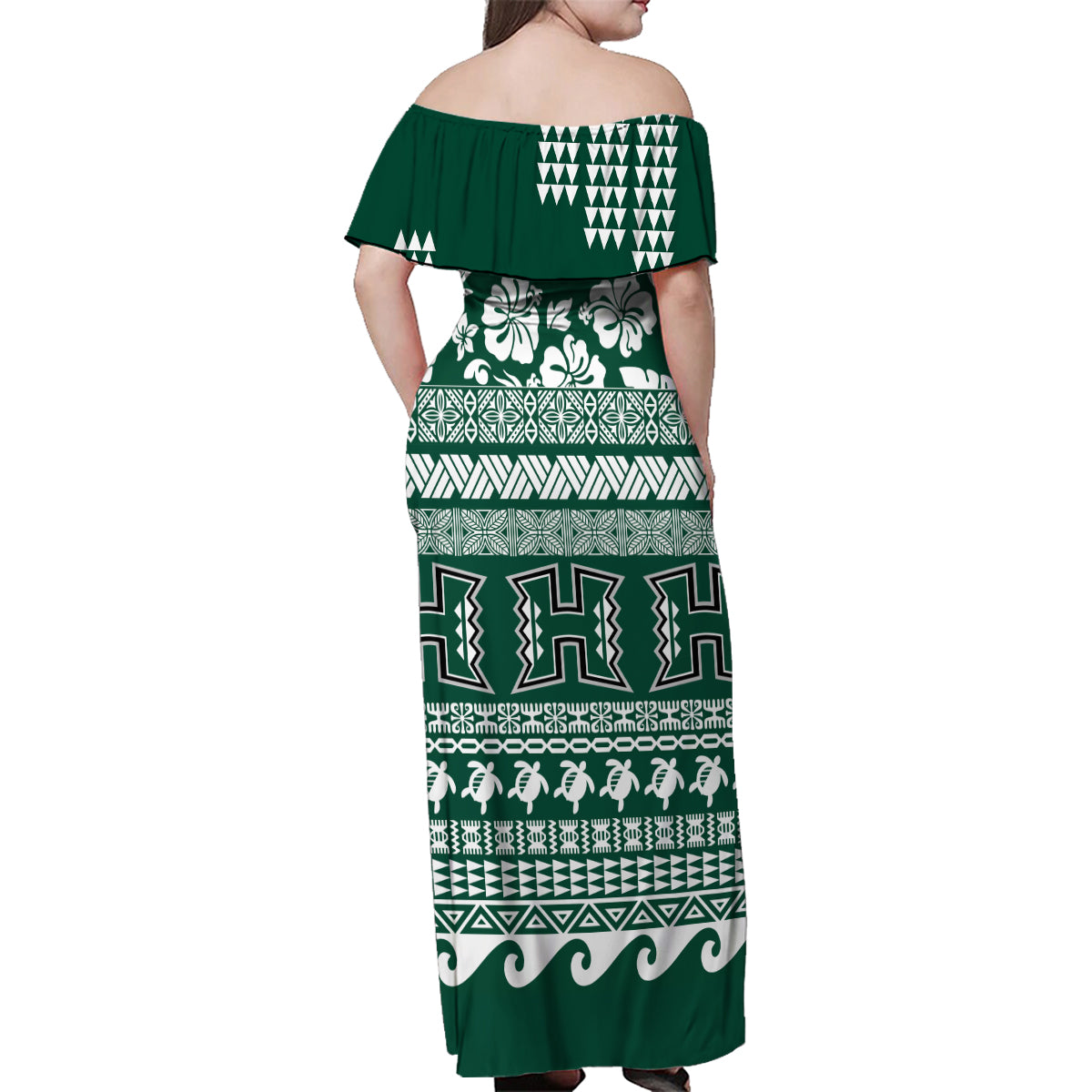 Hawaii Rainbow Warriors Christmas Family Matching Off Shoulder Maxi Dress and Hawaiian Shirt Kakau Motifs LT7 - Polynesian Pride