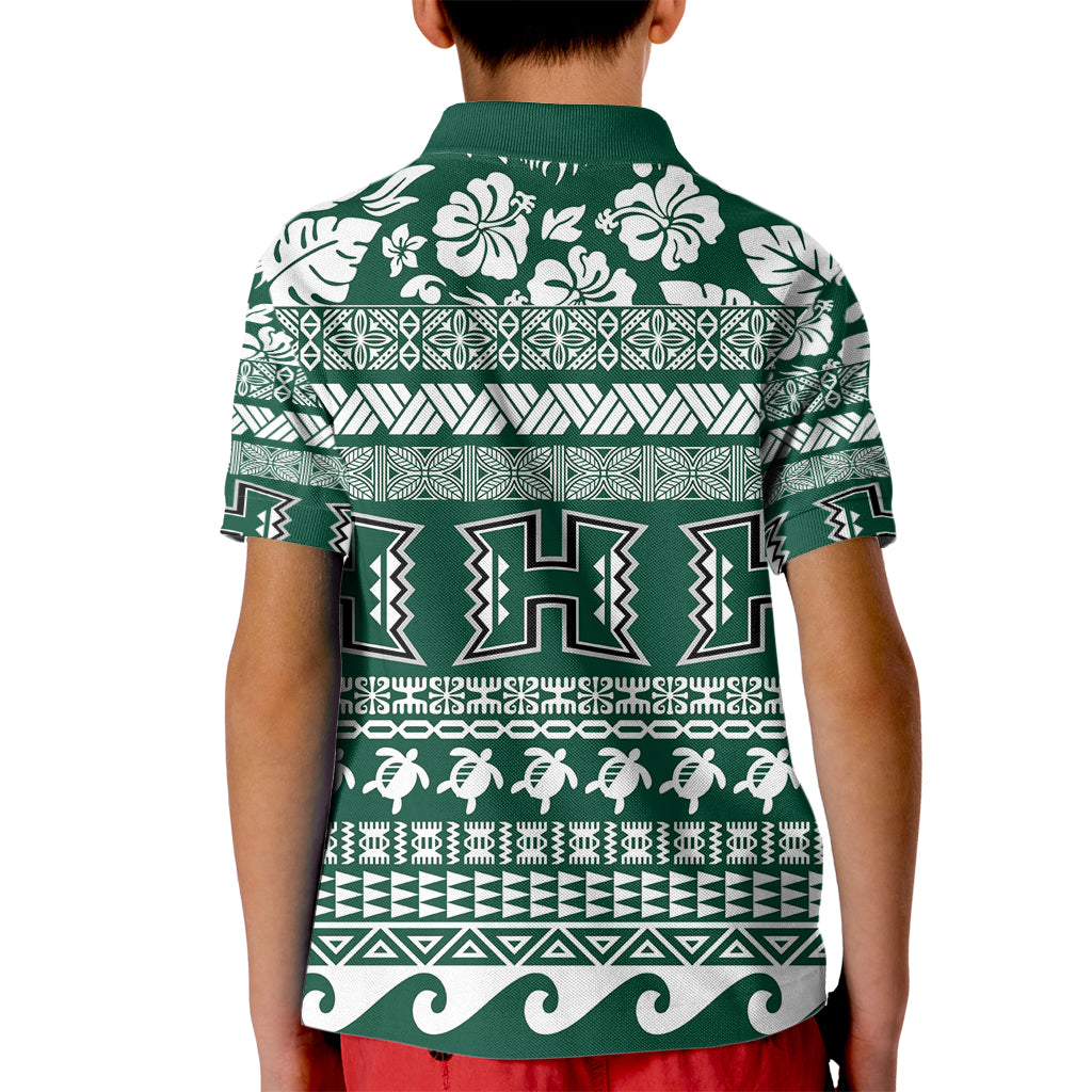 Hawaii Rainbow Warriors Christmas Kid Polo Shirt Kakau Motifs LT7 - Polynesian Pride