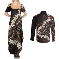 Bula Fiji Women's Day Couples Matching Summer Maxi Dress and Long Sleeve Button Shirt Classic Masi Tapa