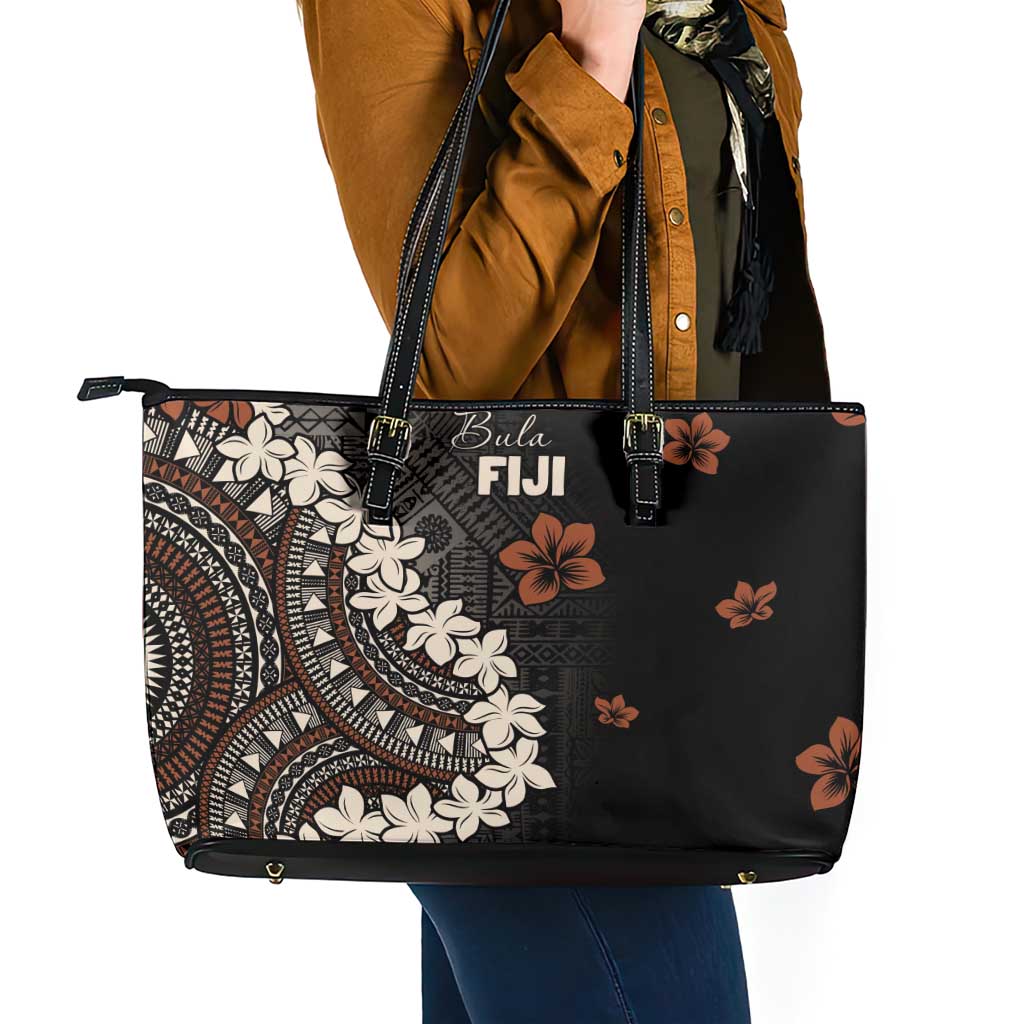 Bula Fiji Women's Day Leather Tote Bag Classic Masi Tapa