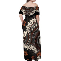 Bula Fiji Women's Day Off Shoulder Maxi Dress Classic Masi Tapa