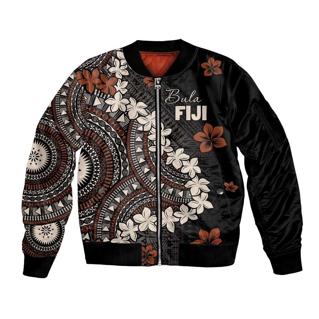 Bula Fiji Women's Day Sleeve Zip Bomber Jacket Classic Masi Tapa