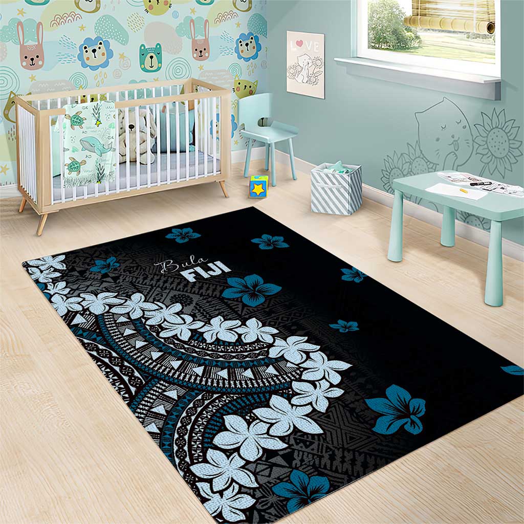 Bula Fiji Women's Day Area Rug Indigo Masi Tapa