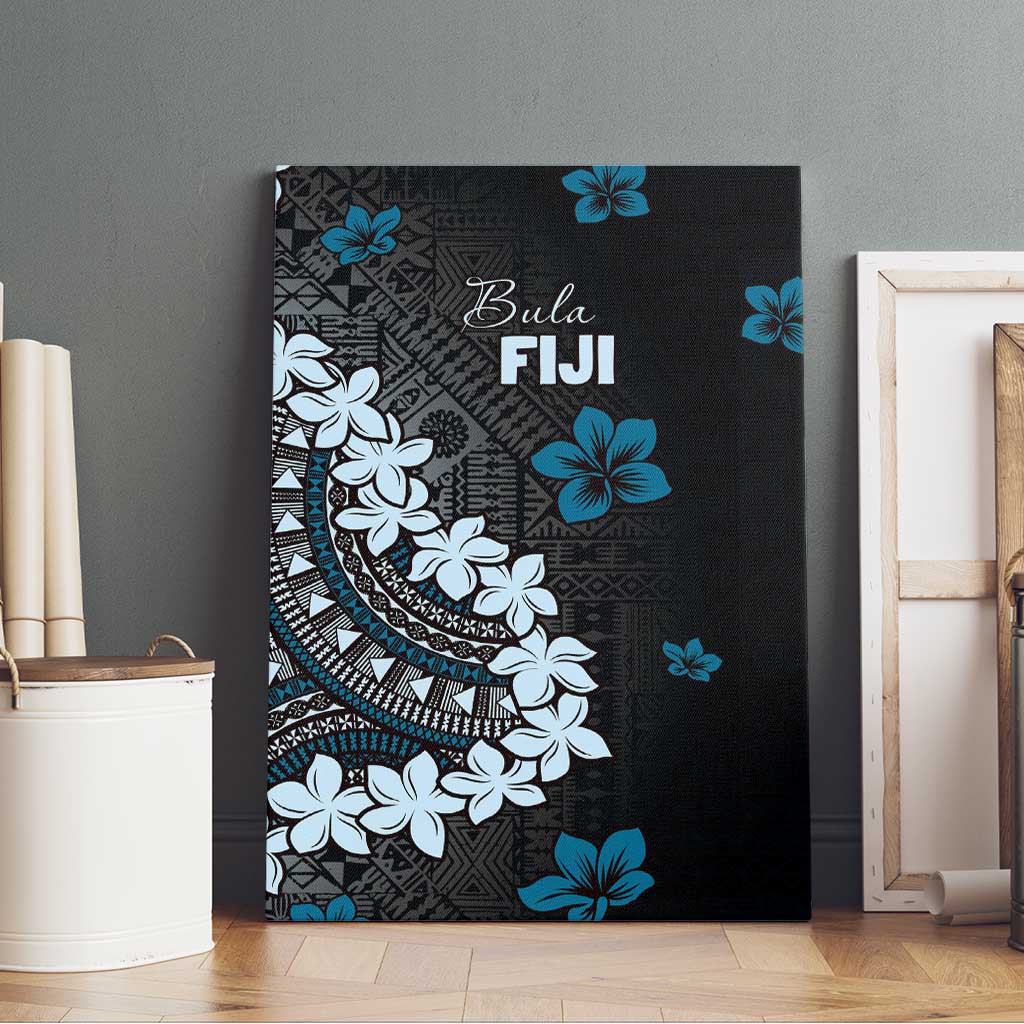 Bula Fiji Women's Day Canvas Wall Art Indigo Masi Tapa