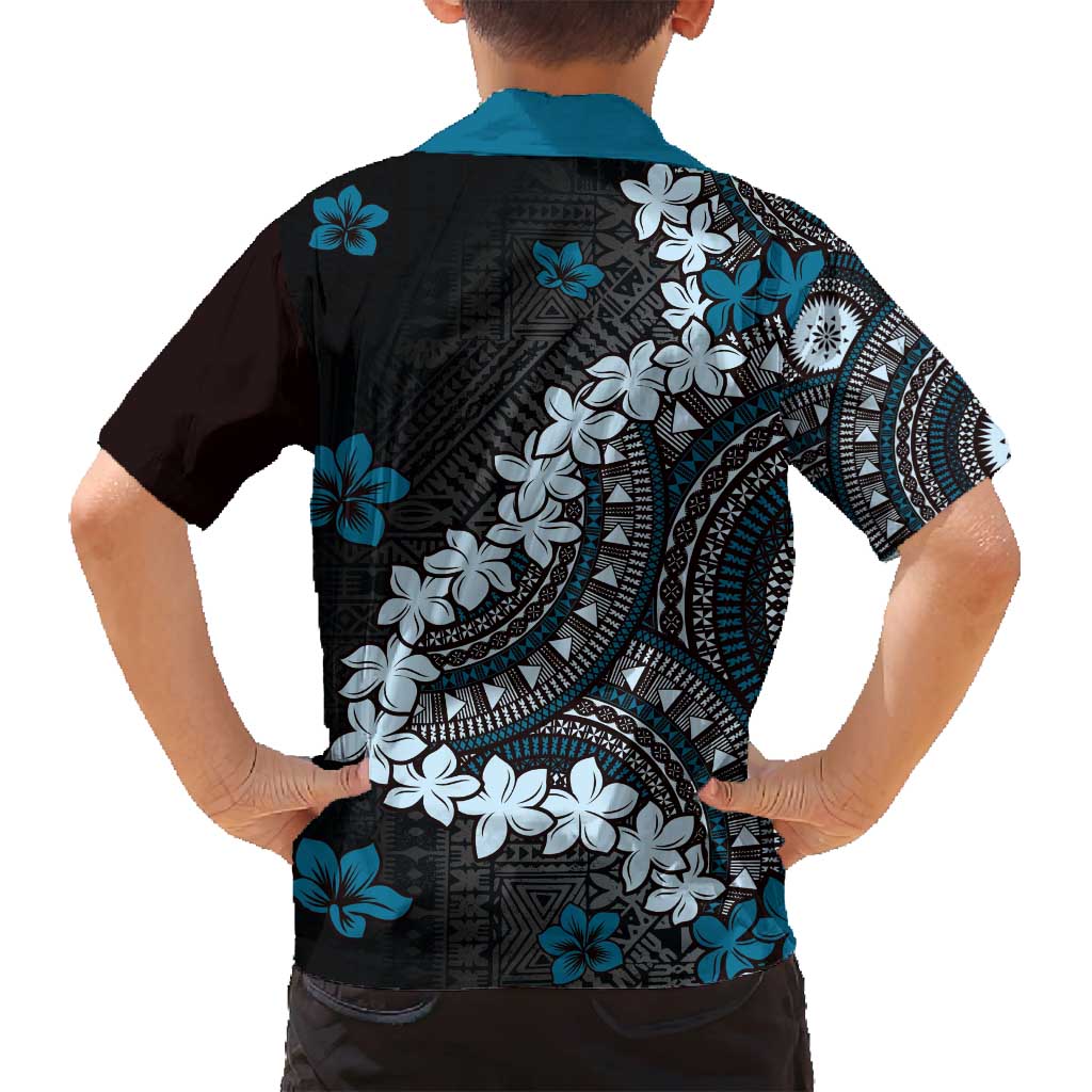 Bula Fiji Women's Day Family Matching Puletasi and Hawaiian Shirt Indigo Masi Tapa