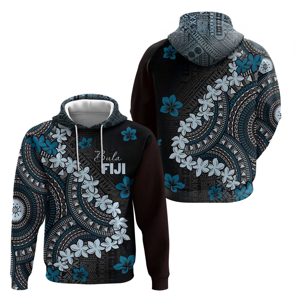 Bula Fiji Women's Day Hoodie Indigo Masi Tapa