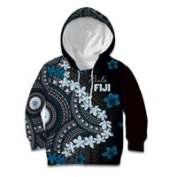 Bula Fiji Women's Day Kid Hoodie Indigo Masi Tapa