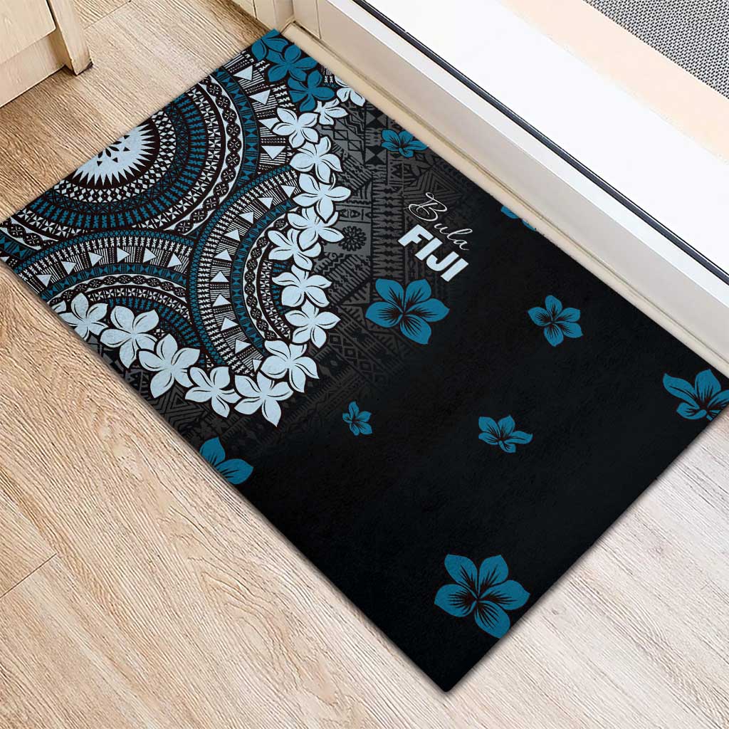 Bula Fiji Women's Day Rubber Doormat Indigo Masi Tapa