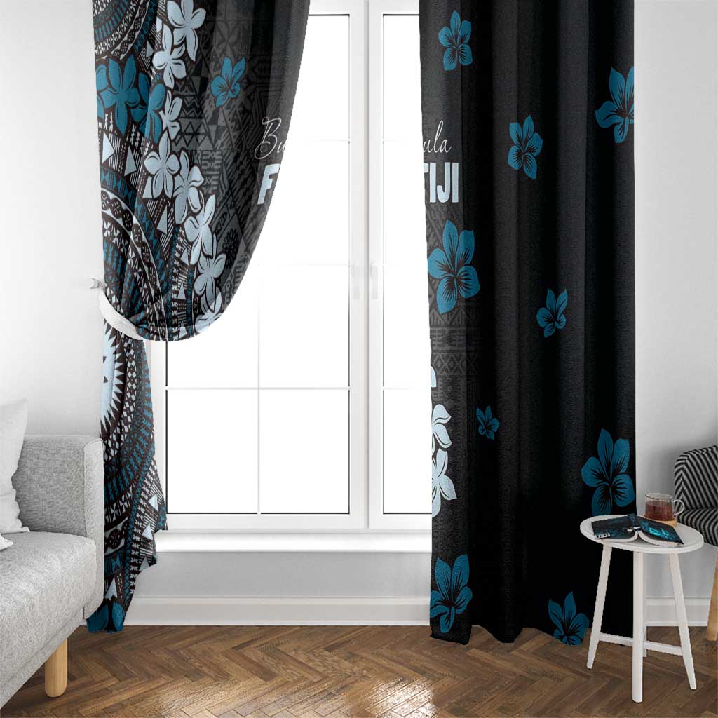 Bula Fiji Women's Day Window Curtain Indigo Masi Tapa