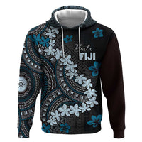 Bula Fiji Women's Day Zip Hoodie Indigo Masi Tapa
