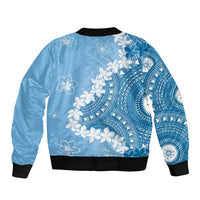 Bula Fiji Women's Day Bomber Jacket Turquoise Masi Tapa