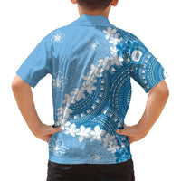 Bula Fiji Women's Day Family Matching Tank Maxi Dress and Hawaiian Shirt Turquoise Masi Tapa