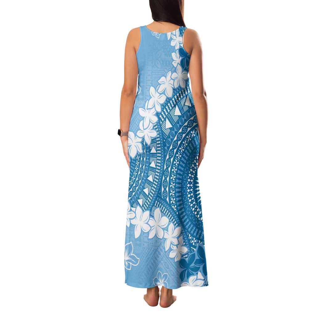 Bula Fiji Women's Day Family Matching Tank Maxi Dress and Hawaiian Shirt Turquoise Masi Tapa