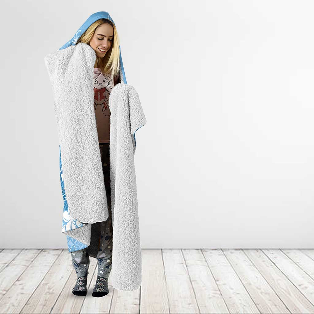 Bula Fiji Women's Day Hooded Blanket Turquoise Masi Tapa LT7 - Polynesian Pride