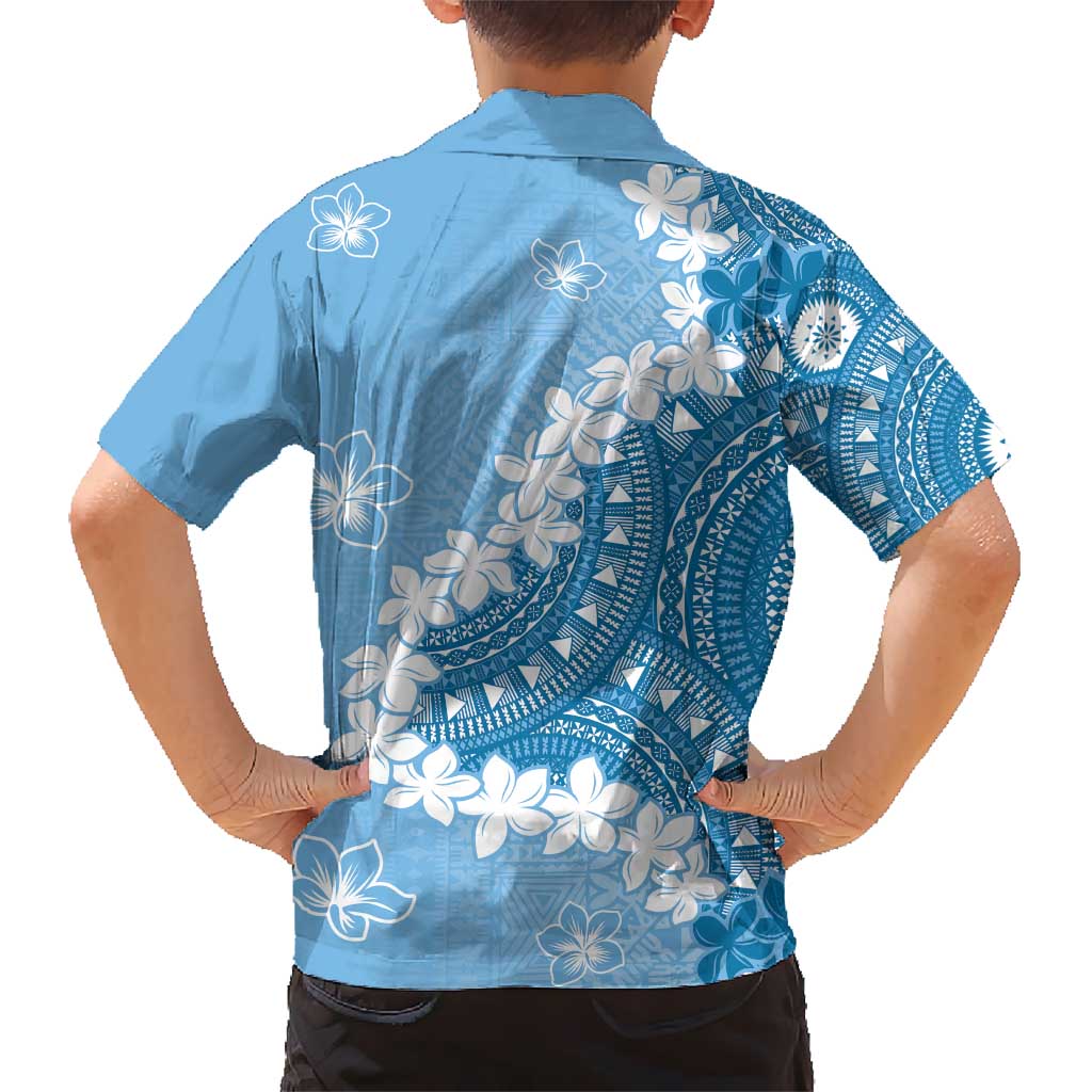 Bula Fiji Women's Day Kid Hawaiian Shirt Turquoise Masi Tapa