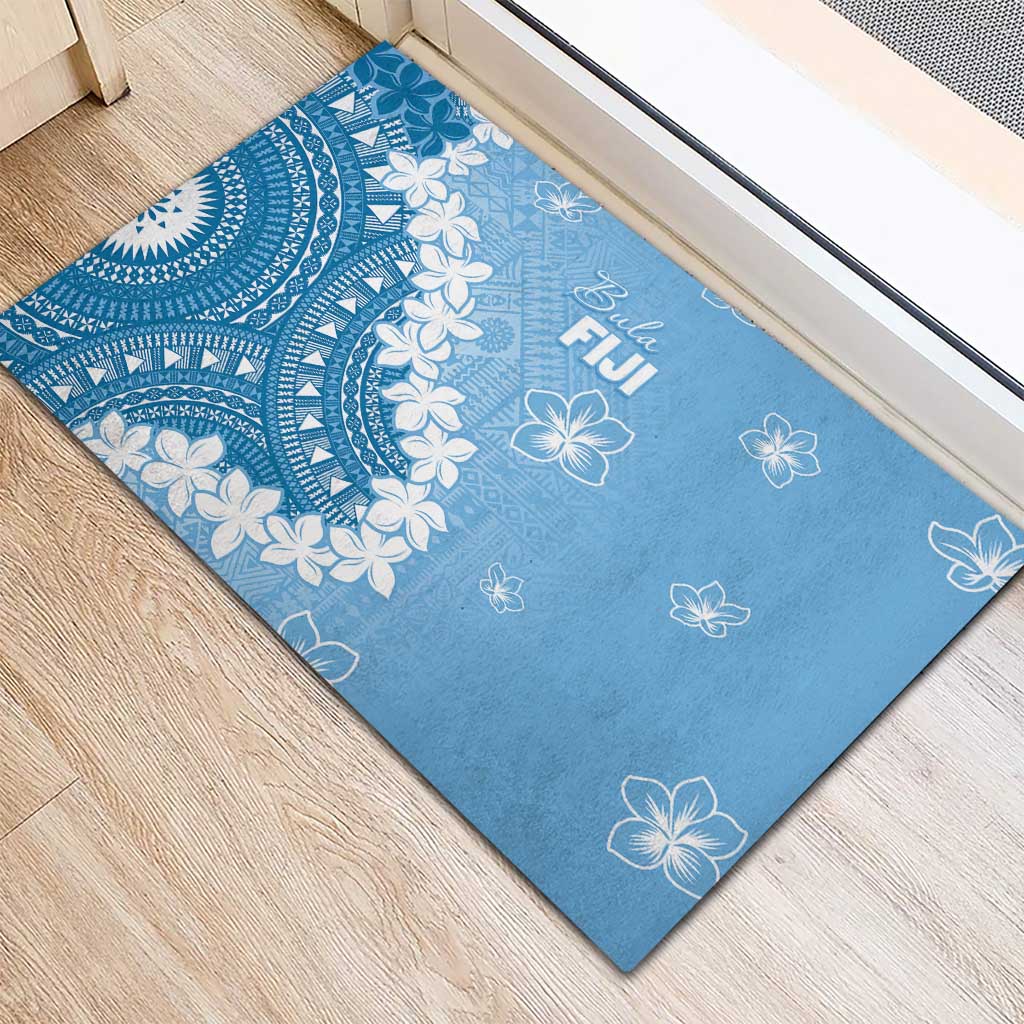 Bula Fiji Women's Day Rubber Doormat Turquoise Masi Tapa LT7