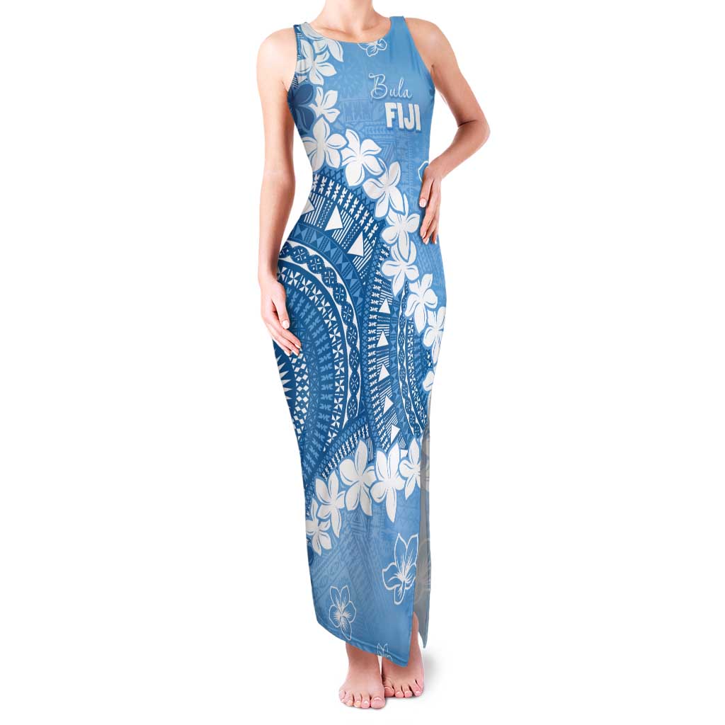 Bula Fiji Women's Day Tank Maxi Dress Turquoise Masi Tapa