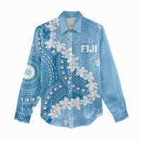 Bula Fiji Women's Day Women Casual Shirt Turquoise Masi Tapa