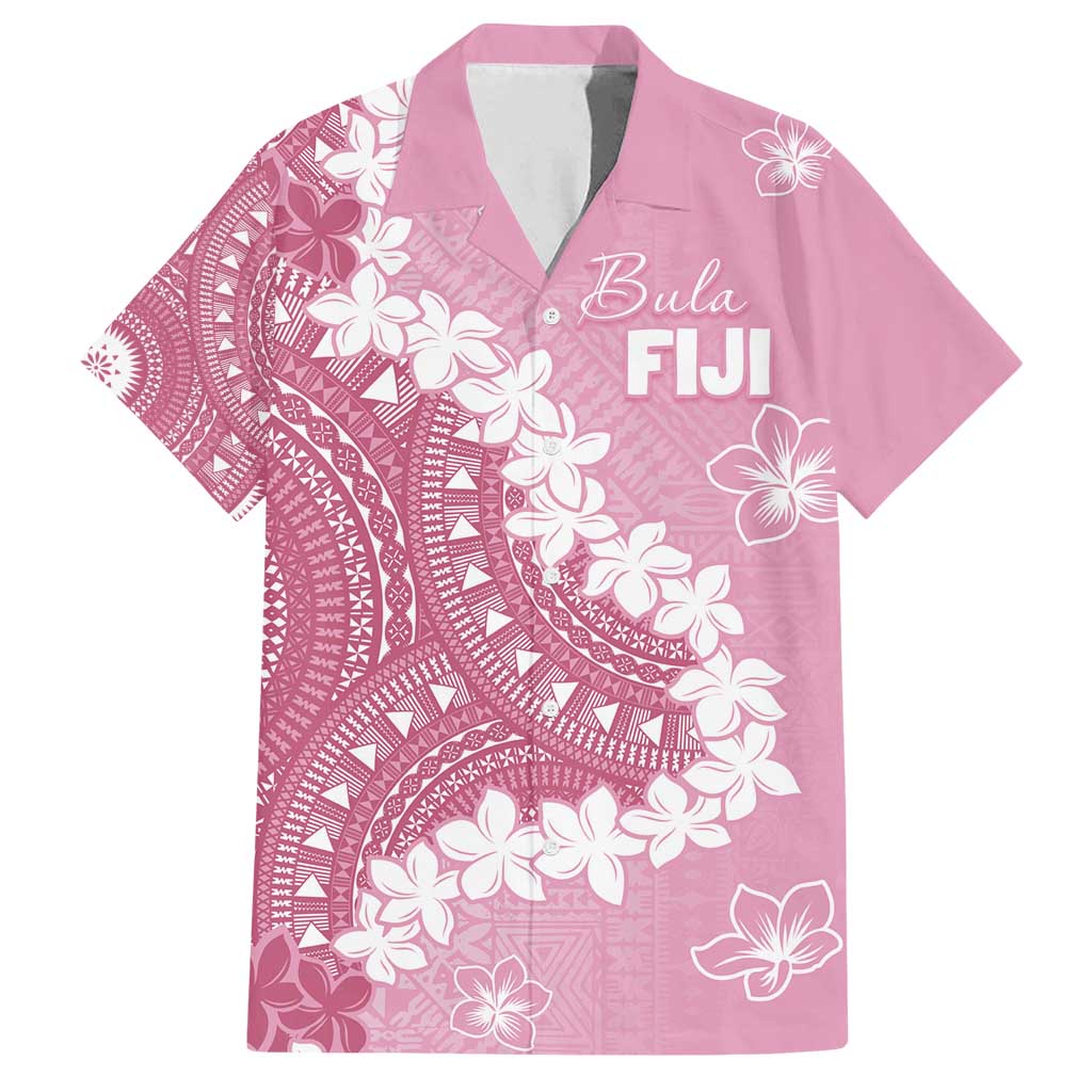 Bula Fiji Women's Day Family Matching Summer Maxi Dress and Hawaiian Shirt Pink Masi Tapa
