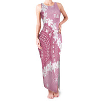 Bula Fiji Women's Day Family Matching Tank Maxi Dress and Hawaiian Shirt Pink Masi Tapa