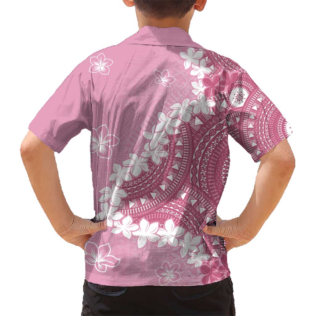 Bula Fiji Women's Day Kid Hawaiian Shirt Pink Masi Tapa