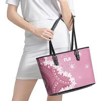 Bula Fiji Women's Day Leather Tote Bag Pink Masi Tapa