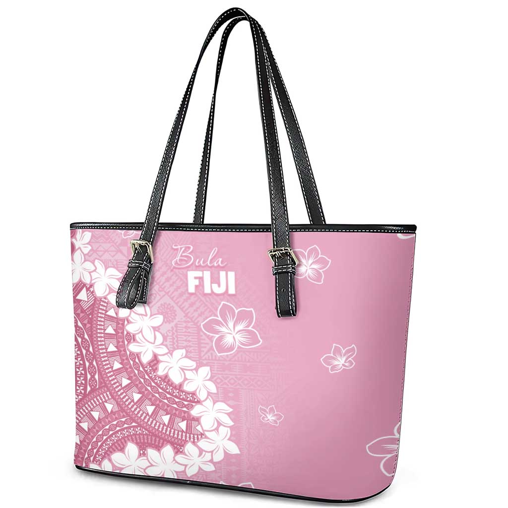Bula Fiji Women's Day Leather Tote Bag Pink Masi Tapa