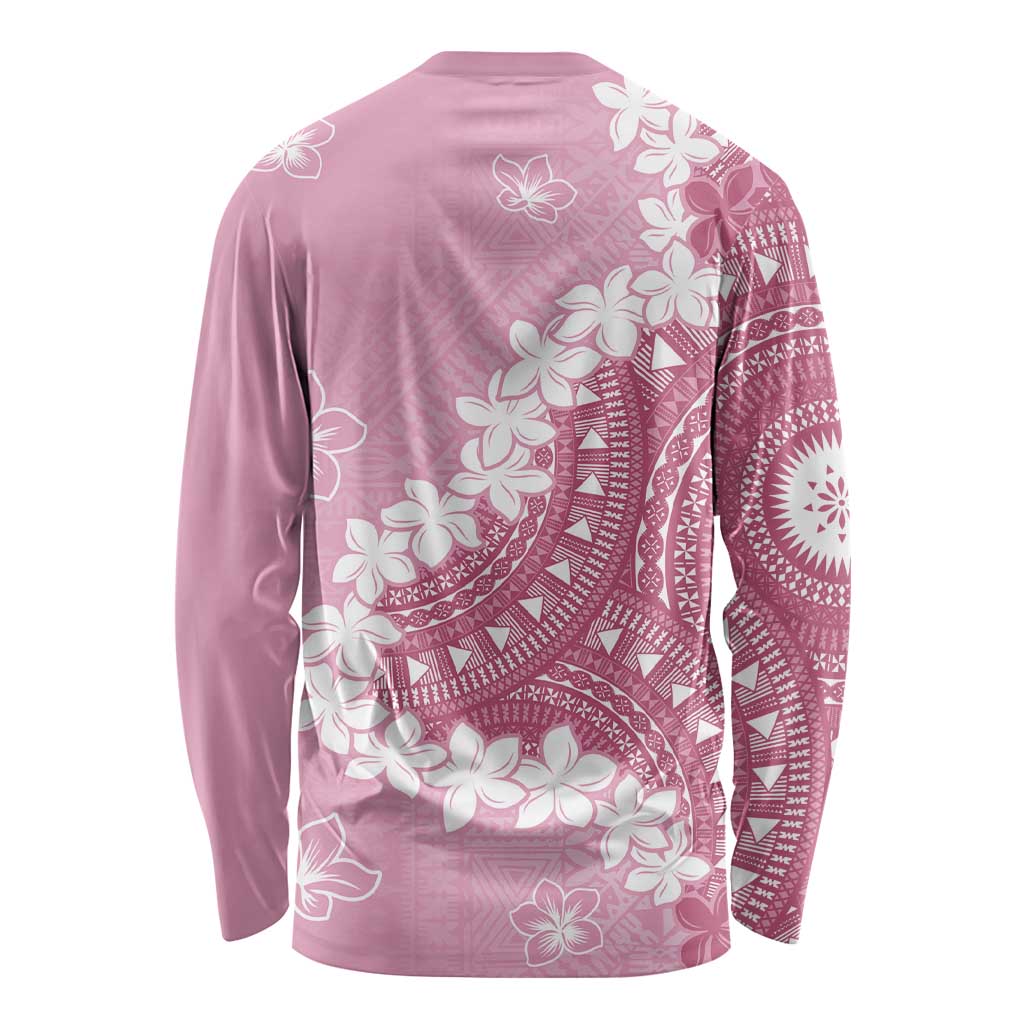Bula Fiji Women's Day Long Sleeve Shirt Pink Masi Tapa LT7 - Polynesian Pride