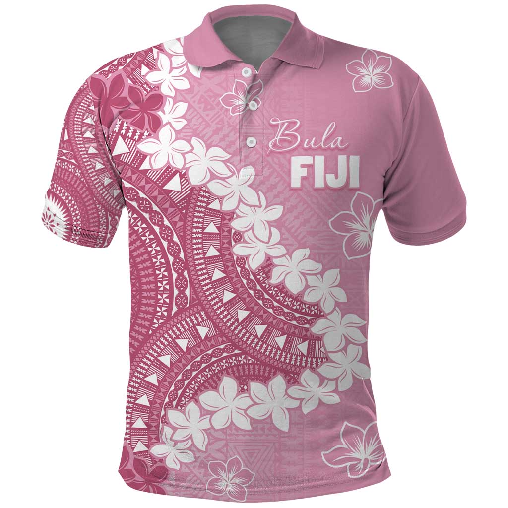 Bula Fiji Women's Day Polo Shirt Pink Masi Tapa LT7 Pink - Polynesian Pride