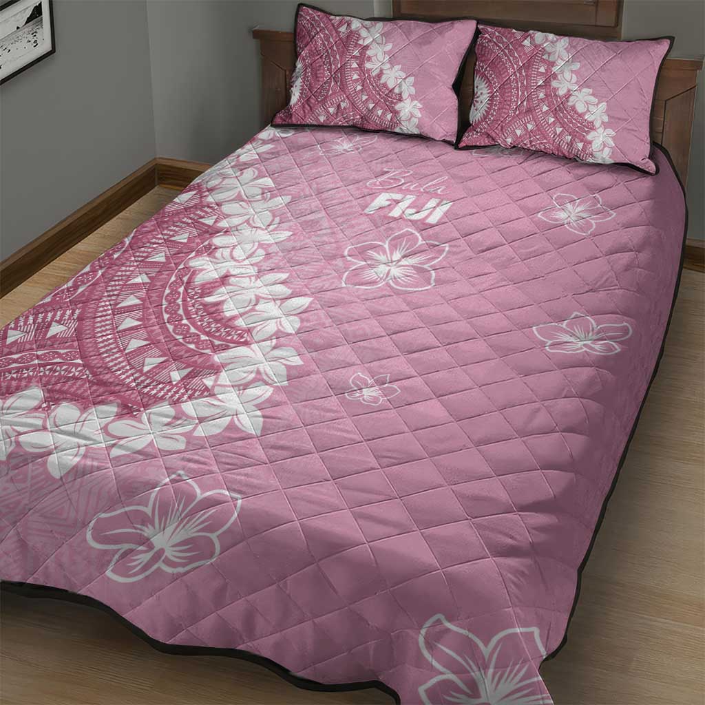 Bula Fiji Women's Day Quilt Bed Set Pink Masi Tapa