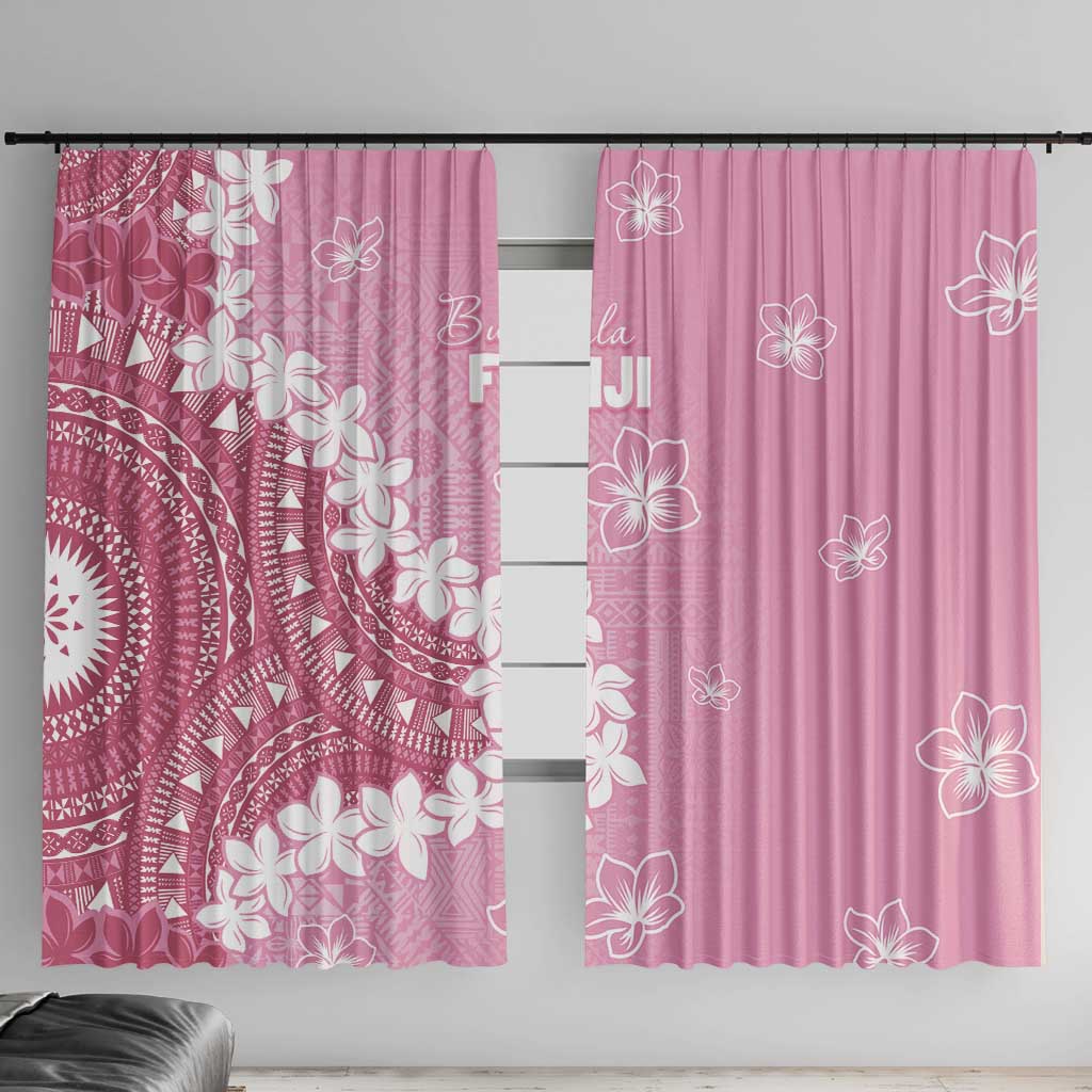 Bula Fiji Women's Day Window Curtain Pink Masi Tapa