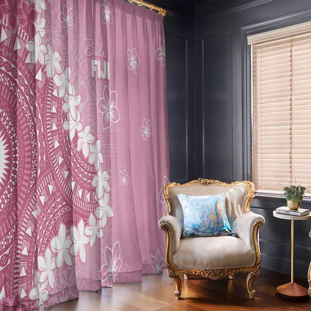 Bula Fiji Women's Day Window Curtain Pink Masi Tapa