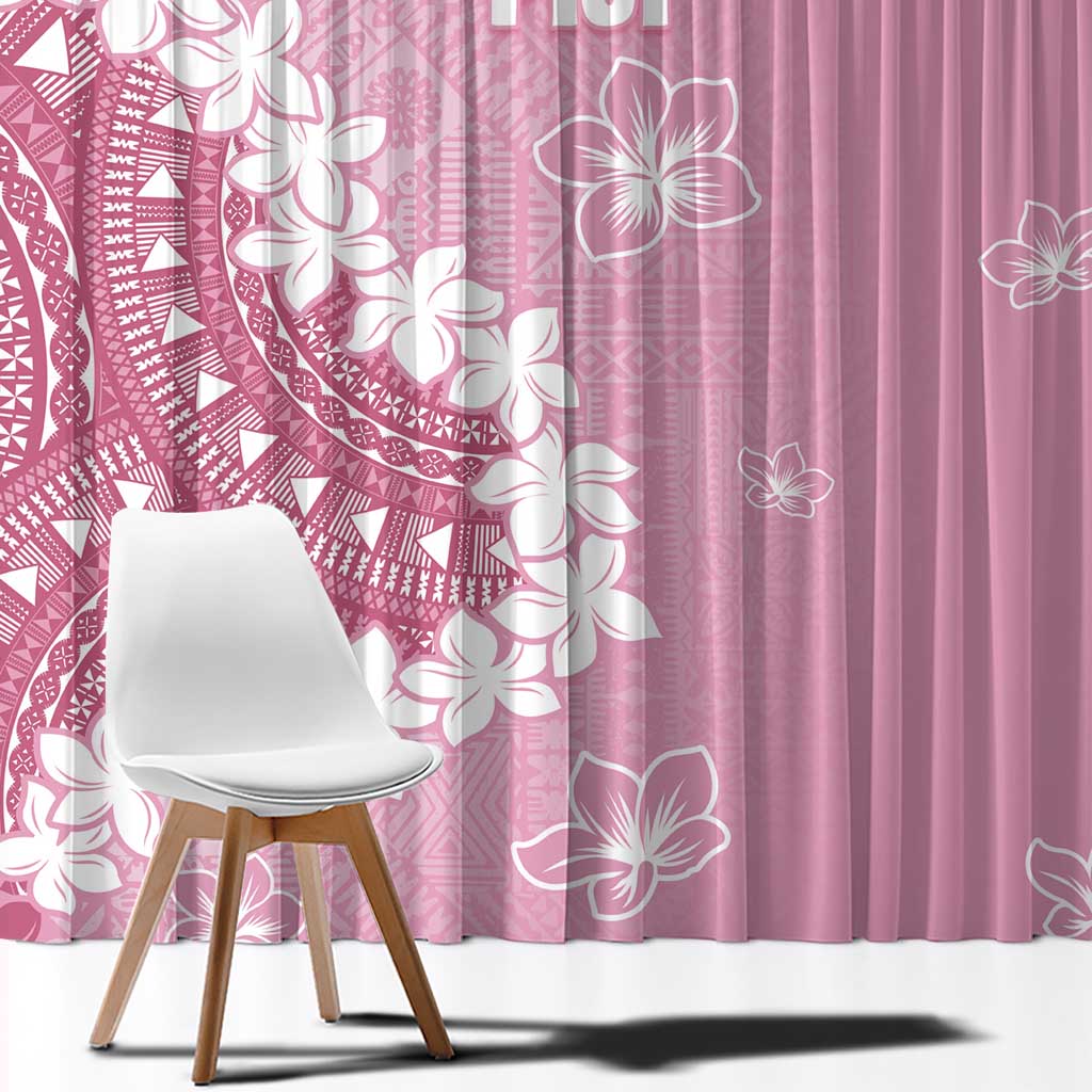 Bula Fiji Women's Day Window Curtain Pink Masi Tapa