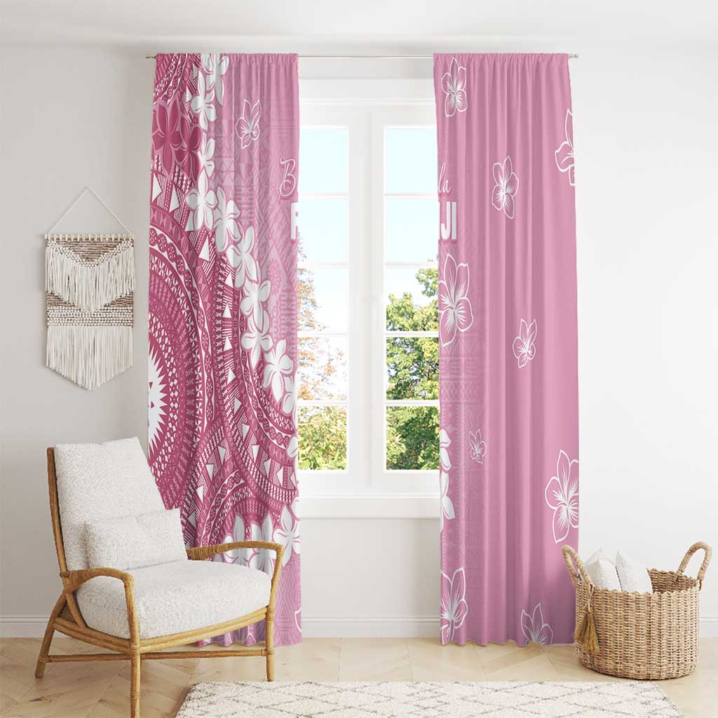 Bula Fiji Women's Day Window Curtain Pink Masi Tapa