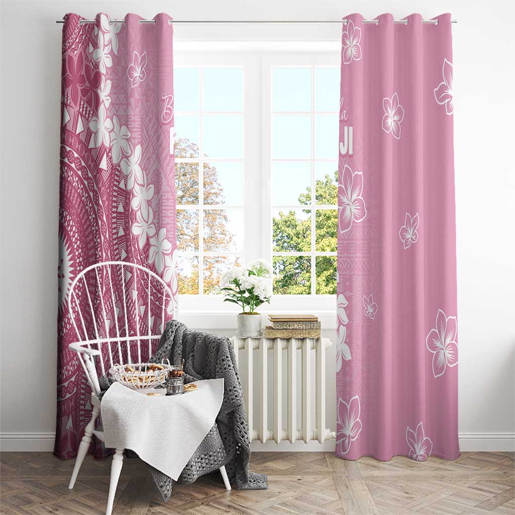 Bula Fiji Women's Day Window Curtain Pink Masi Tapa