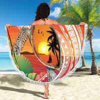 Polynesian Dreamy Turtle Beach Blanket Sunset Scenery