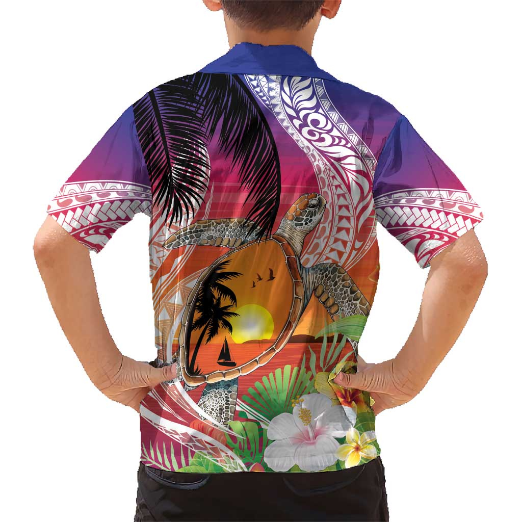 Polynesian Dreamy Turtle Hawaiian Shirt Sunset Scenery