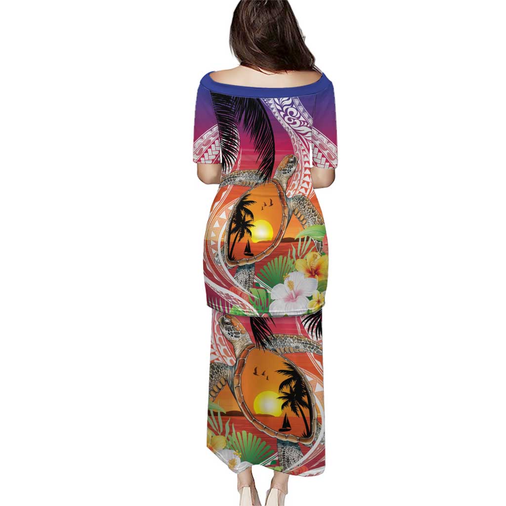 Polynesian Dreamy Turtle Puletasi Sunset Scenery