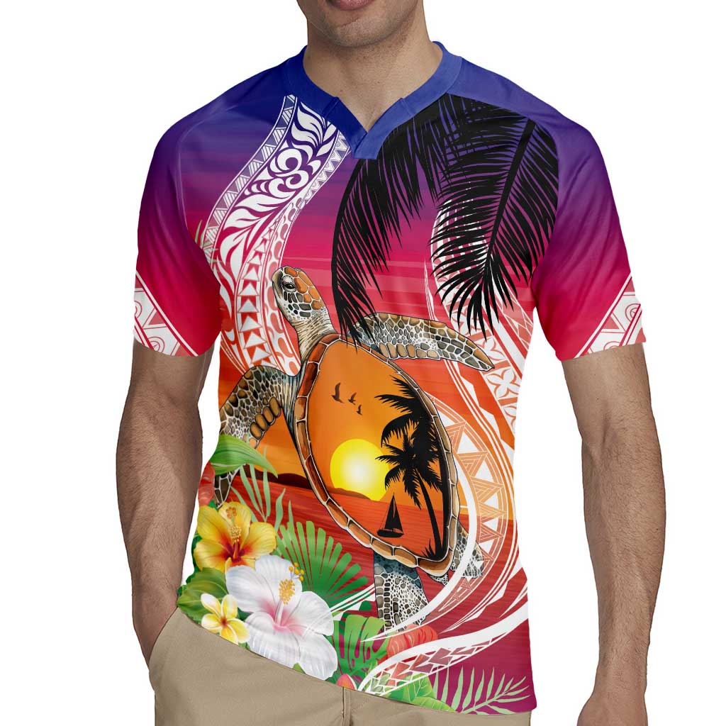 Polynesian Dreamy Turtle Rugby Jersey Sunset Scenery