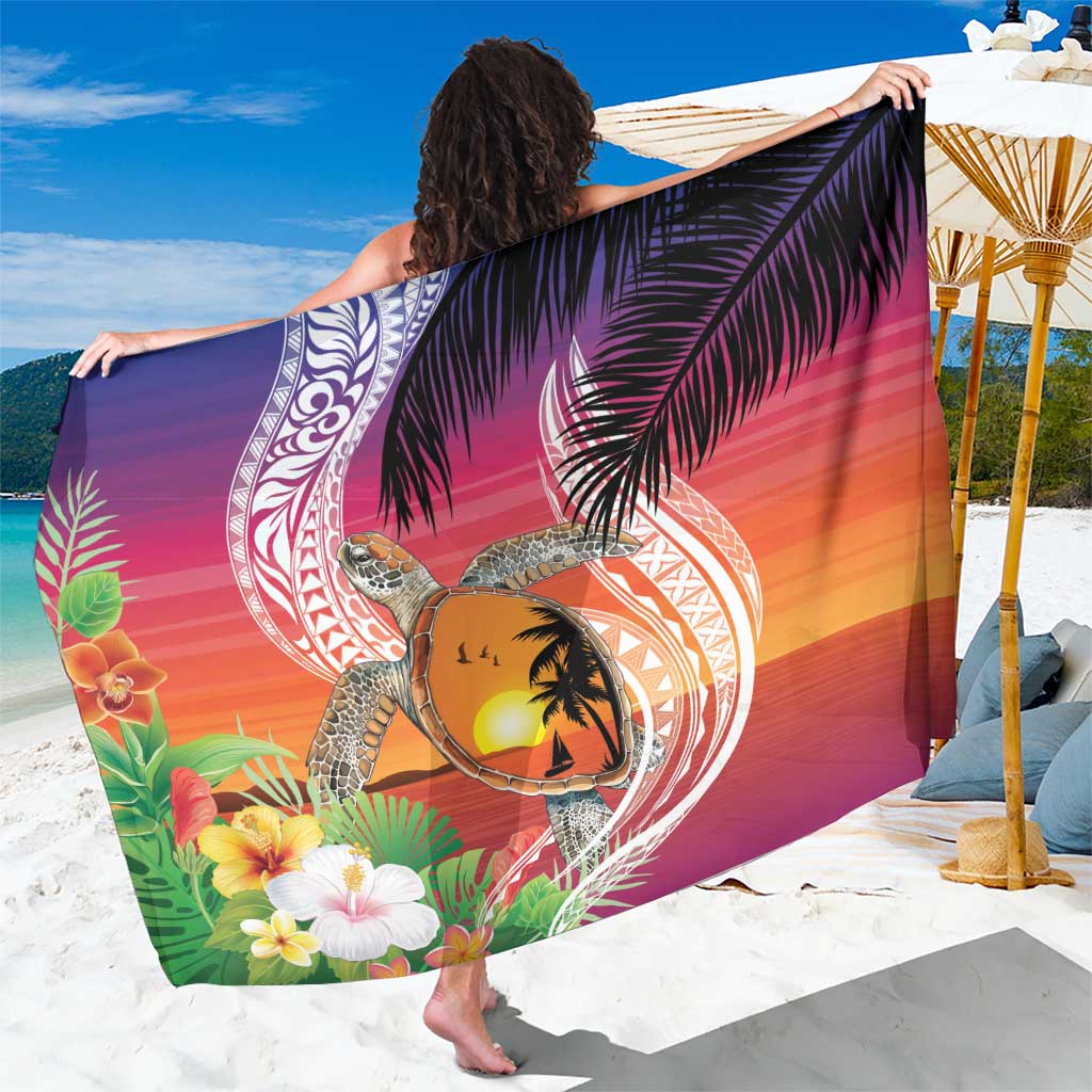 Polynesian Dreamy Turtle Sarong Sunset Scenery