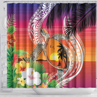 Polynesian Dreamy Turtle Shower Curtain Sunset Scenery